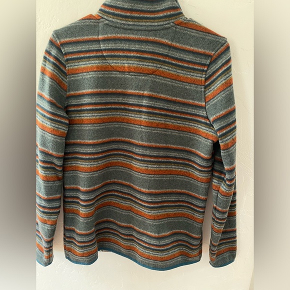 LL Bean Snap Fleece Women's Small Sweater Jacket Pullover Striped Aztec - Picture 4 of 5
